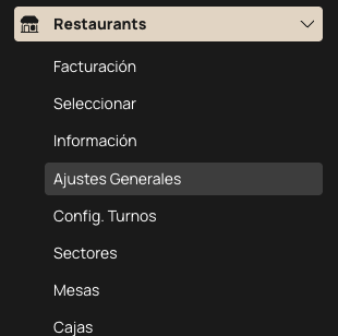 sidebar desplegado de toteat TRM