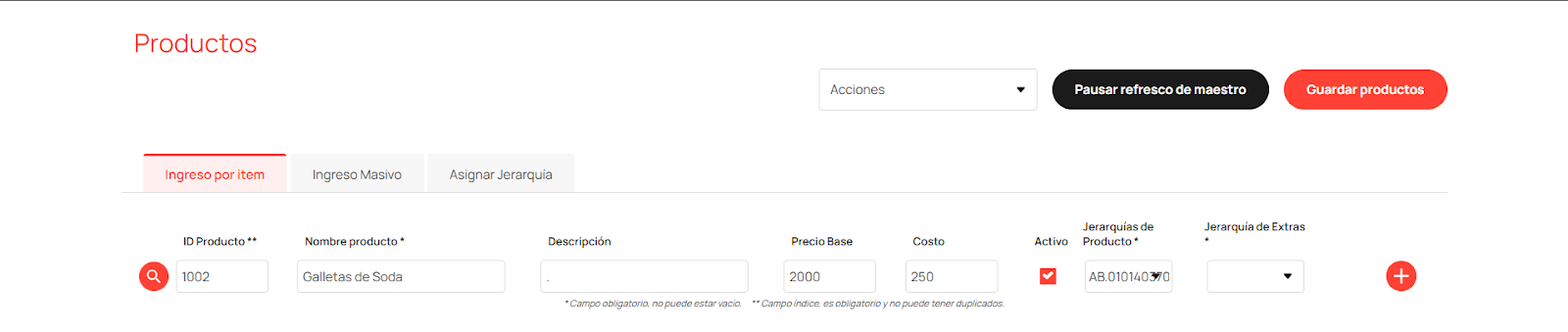 seccion de productos en trm toteat
