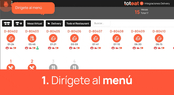 menú especial Toteat