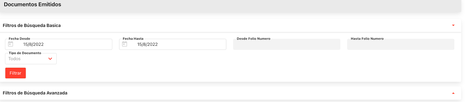 revision y filtros de documentos emitidos