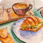 pintura de desayuno con cafe