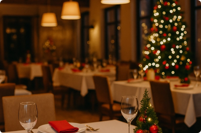 restaurante ambientado navideño