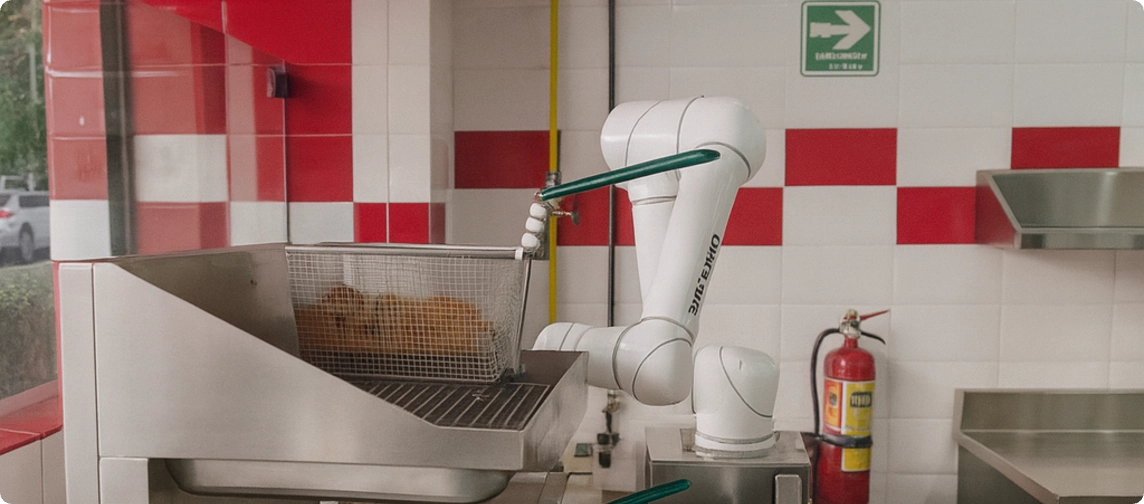 restaurante de pollo frito hecho por Robots