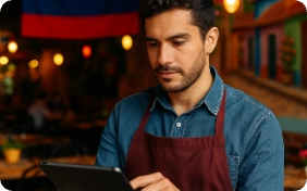 restaurante colombiano con jefe usando software