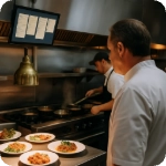 pantallas de cocina en un restaurante