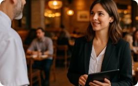 precios dinámicos en restaurantes mujer gerente de restaurante con chef
