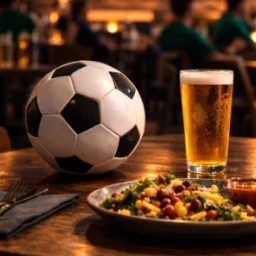 pelota en mesa de restaurante